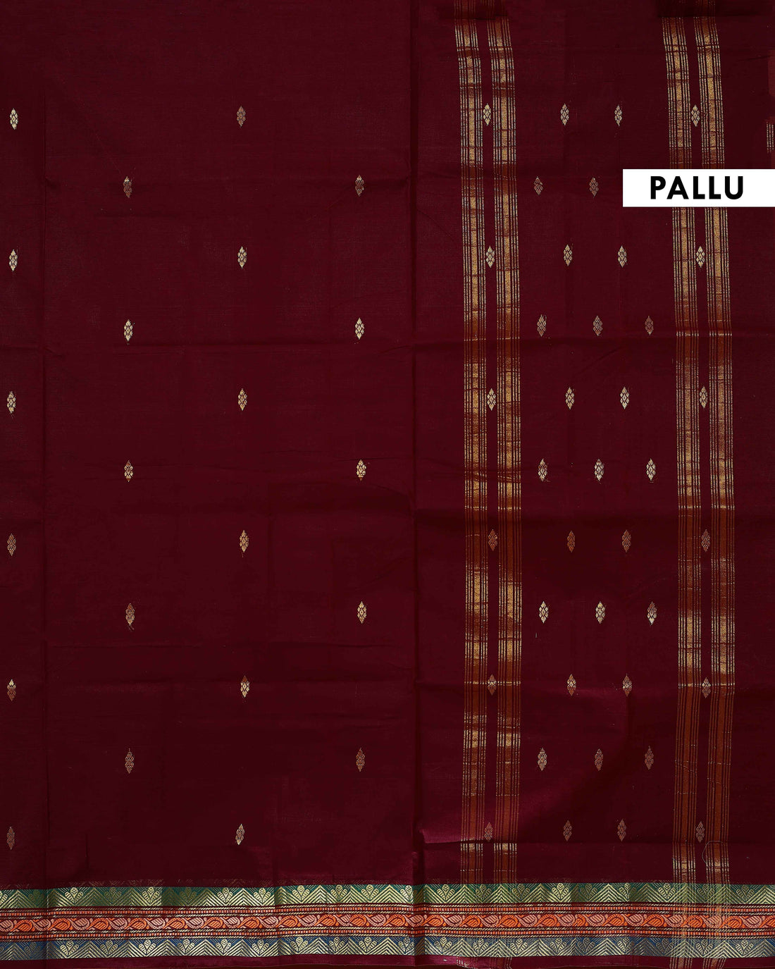 Handloom Venkatagiri Cotton Saree with Traditional Zari Border - Maroon