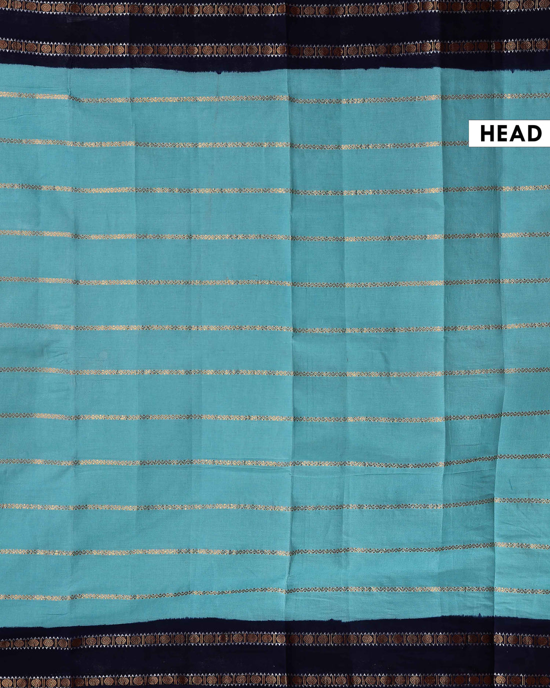 Traditional Sungudi Cotton Saree with Striped Body and Rich Zari Border - Sky Blue-one