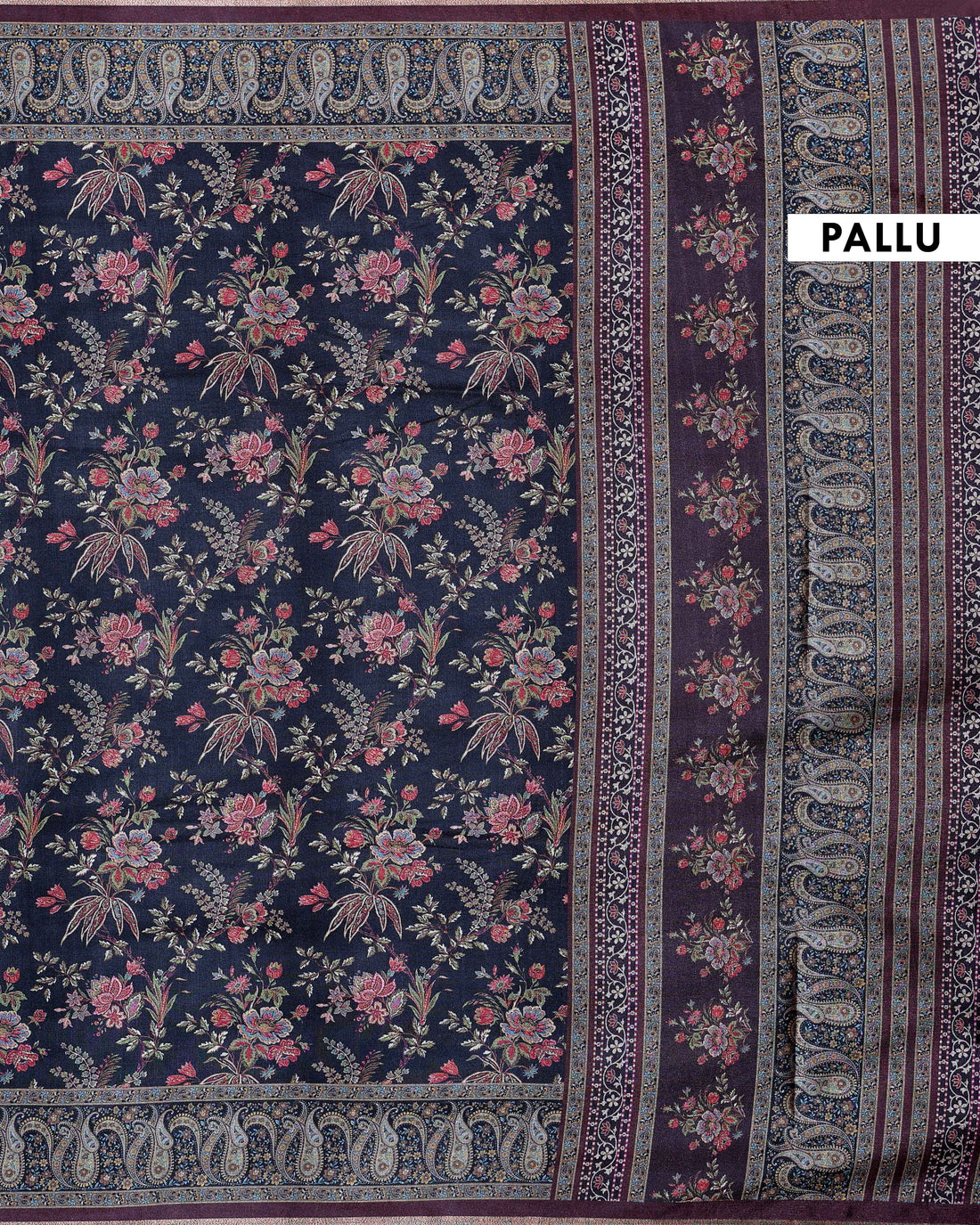 Black Art Silk Saree with Intricate Floral and Geometric Weave Pattern