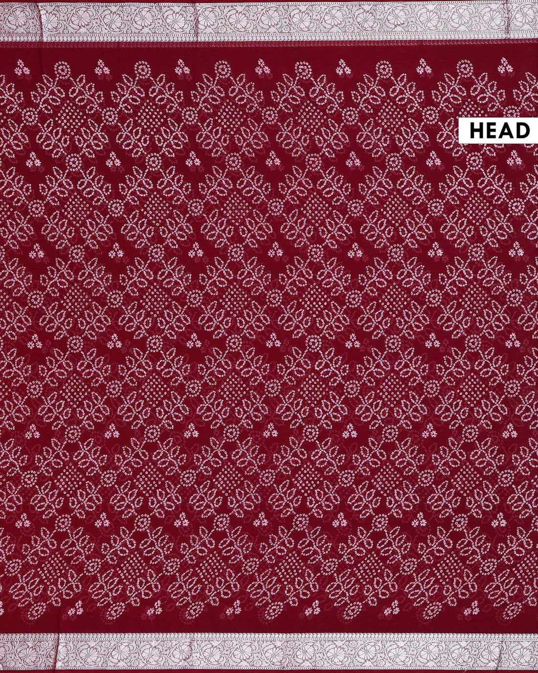 Elegant Dola Silk Saree with Bandhani Inspired Floral Motifs and Intricately Woven Traditional Border - Maroon
