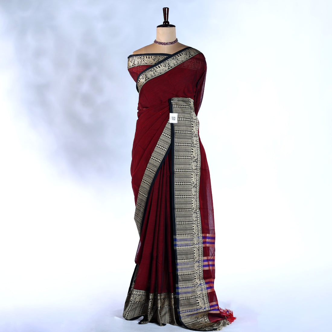 Maroon Mangalagiri Cotton Saree for Women | Festive Summer Collection | Jeyachandran - Full View