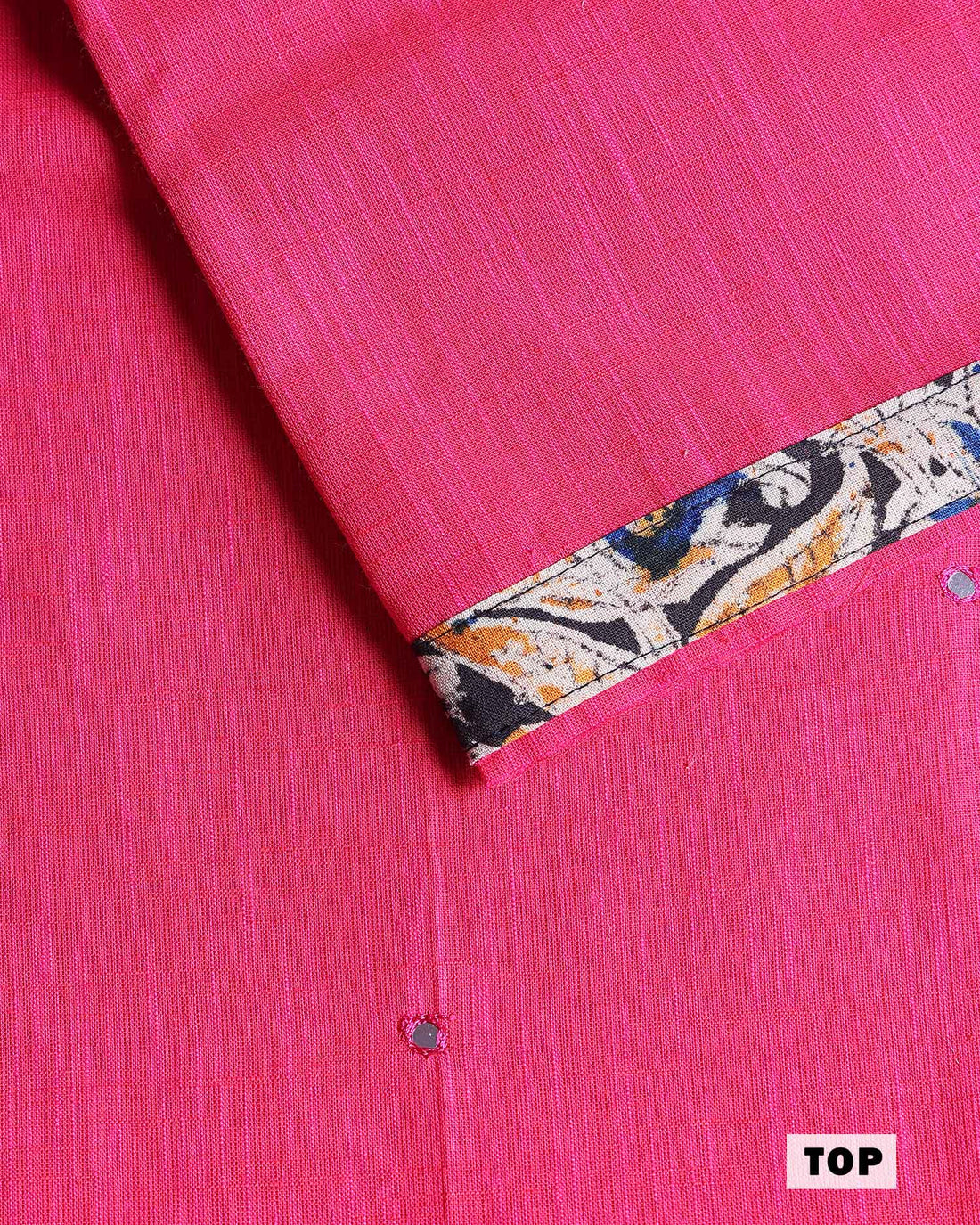 Women’s Unstitched Salwar Suit Material Set with Kalamkari Print Top 2.5 Mtr, Bottom 2 Mtr and Dupatta 2.25 Mtr - Dark Pink