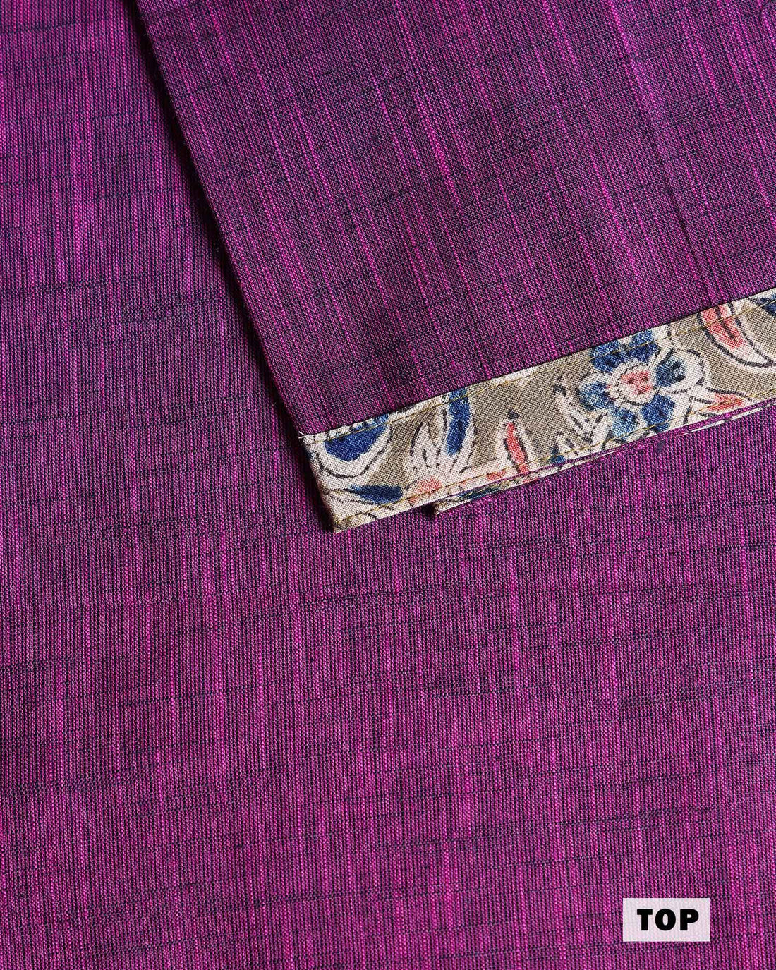 Women’s Unstitched Salwar Suit Material Set with Kalamkari Print Top 2.5 Mtr, Bottom 2 Mtr and Dupatta 2.25 Mtr - Purple