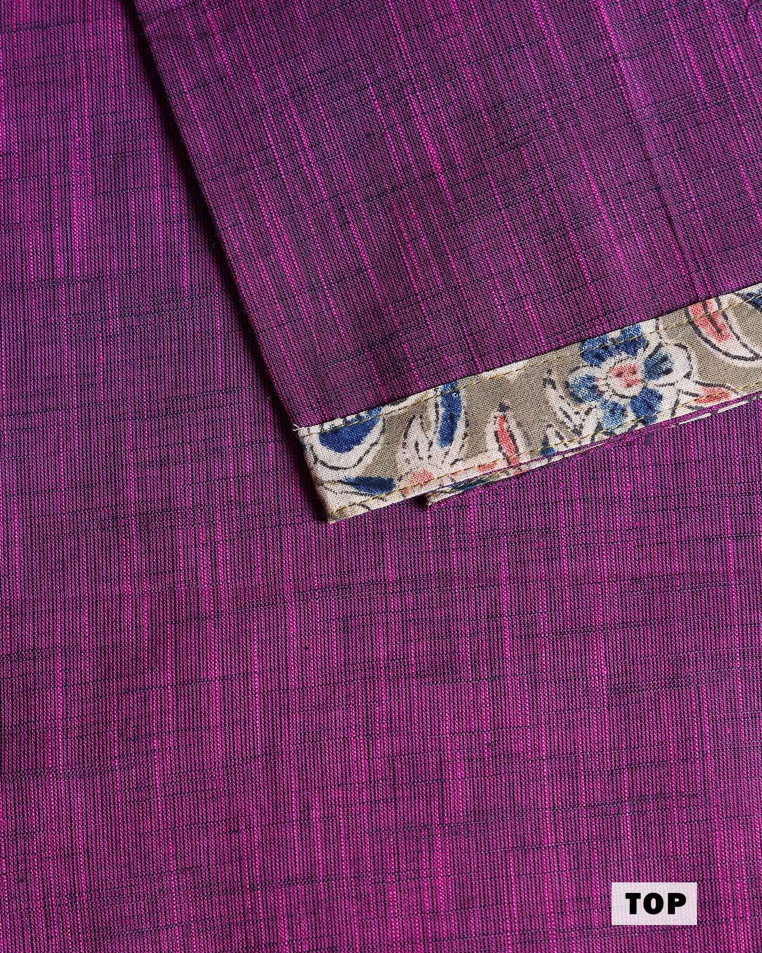 Women’s Unstitched Salwar Suit Material Set with Kalamkari Print Top 2.5 Mtr, Bottom 2 Mtr and Dupatta 2.25 Mtr, Purple