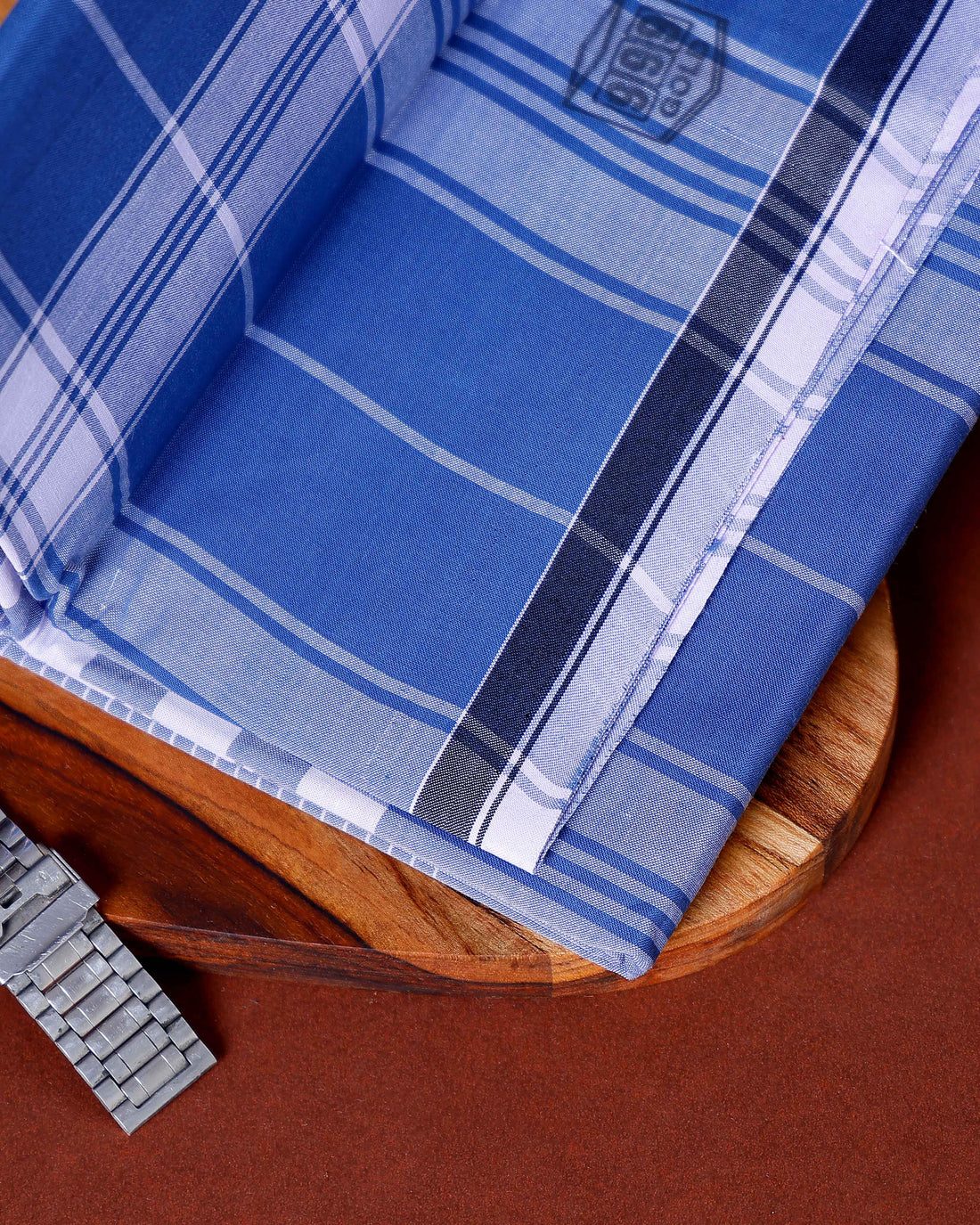 999 Brand Men's Premium Cotton Striped Lungi Stitched - Blue