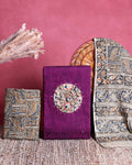 Women’s Unstitched Salwar Suit Material Set with Kalamkari Print Top 2.5 Mtr, Bottom 2 Mtr and Dupatta 2.25 Mtr, Purple