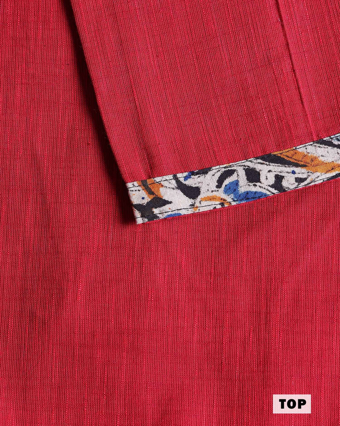 Women’s Unstitched Salwar Suit Material Set with Kalamkari Print Top 2.5 Mtr, Bottom 2 Mtr and Dupatta 2.25 Mtr - Red