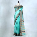 Aqua Blue Mangalagiri Cotton Saree for Women | Festive Summer Collection | Jeyachandran - Full View