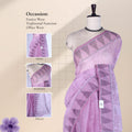Bengal Cotton Saree with Woven Motifs and Striped Border in Light Pink Front Draped Mannequin View