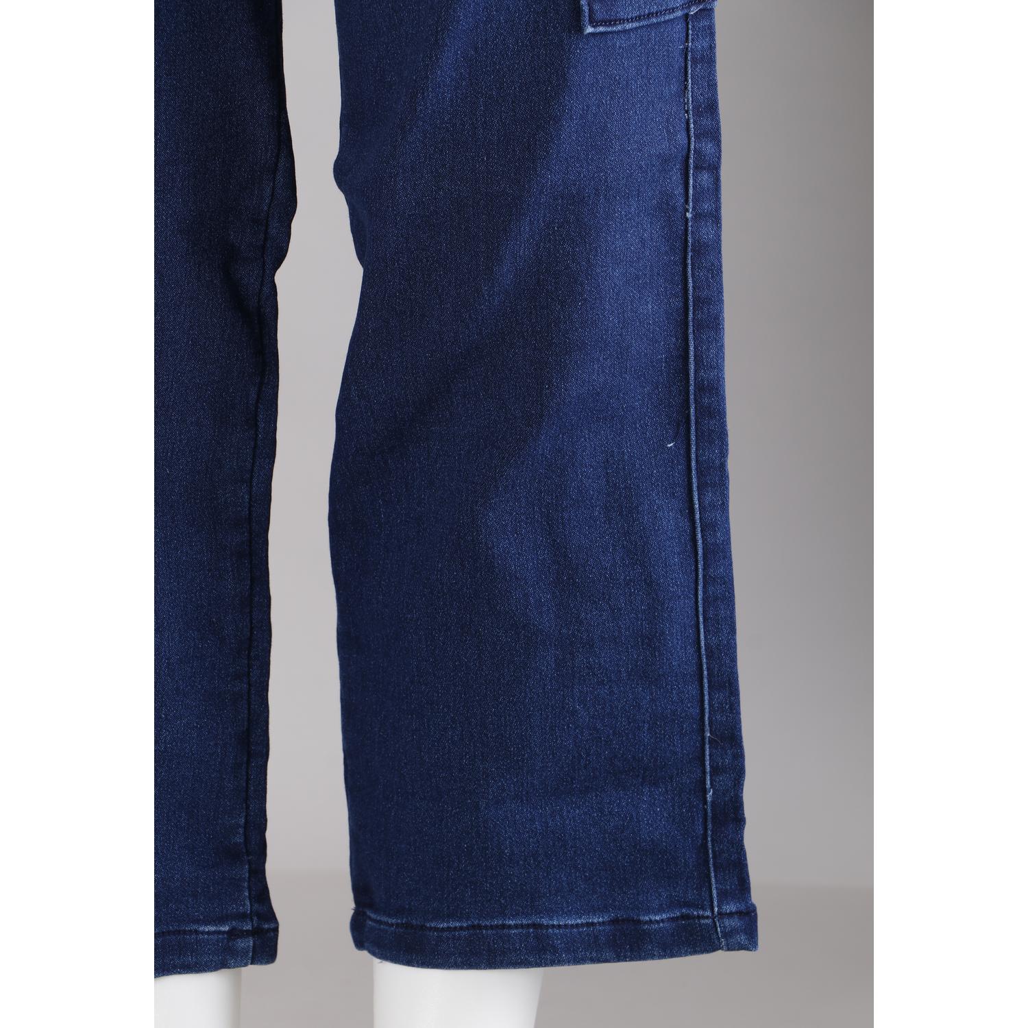 Shop Women Navy Blue Mom Fit Cargo Jeans Online