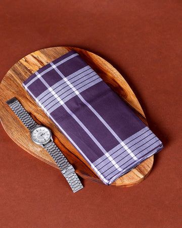 999 Brand Men's Premium Cotton Striped Lungi Stitched - Purple