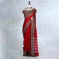 Mangalagiri Cotton Saree with Solid Body Temple Border and Traditional Floral Butta Design - Full View