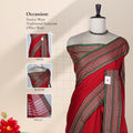 Mangalagiri Cotton Saree With Elegant Contrast Border Matching Running Blouse Piece And Striped Pallu With Traditional Woven Designs