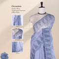 Bengal Cotton Saree with Woven Motifs and Striped Border in Grey Front Draped Mannequin View