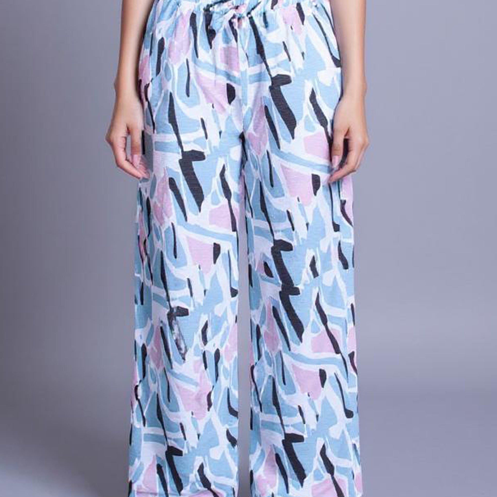 Abstract Print Relaxed Fit Palazzo Pant - Multi