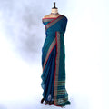 Teal Mangalagiri Cotton Saree for Women | Festive Summer Collection | Jeyachandran - Full View
