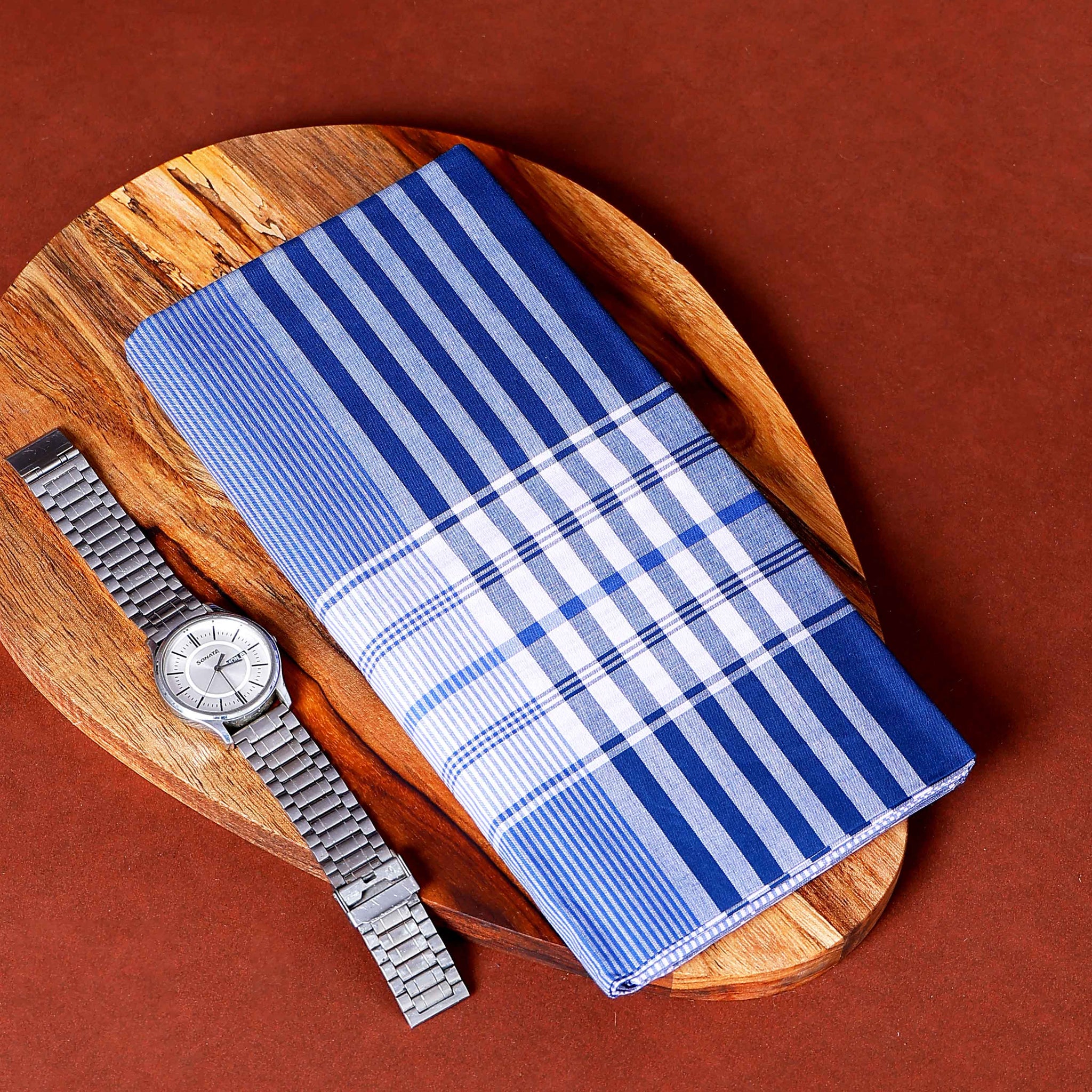 999 Brand Men's Premium Cotton Striped Lungi Stitched - Multi