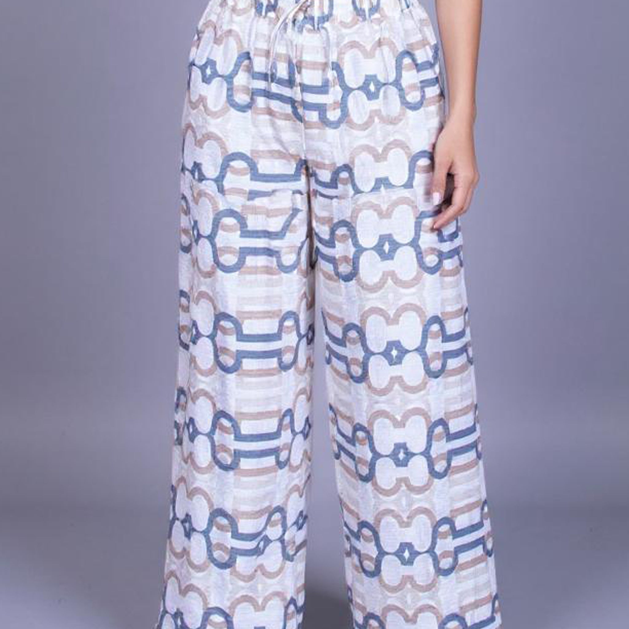 Abstract Print Relaxed Fit Palazzo Pant- Multi