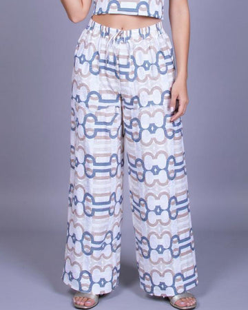Abstract Print Relaxed Fit Palazzo Pant- Multi