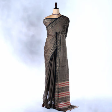 Dark Brown Mangalagiri Cotton Saree for Women | Festive Summer Collection | Jeyachandran - Full View