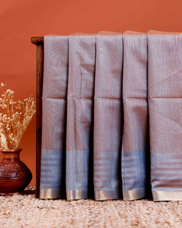 Elegant Semi Silk Saree with Zari Woven Border and Striped Pallu Design - Dark Purple