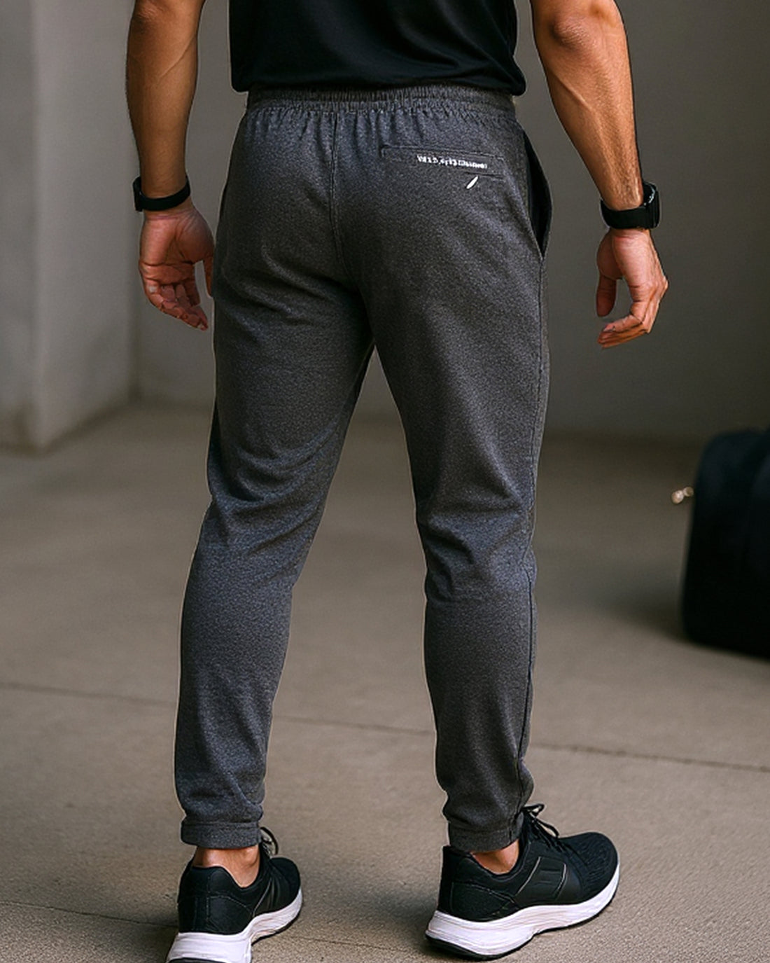 Men’s Jogger-Style Track Pant with Ribbed Cuffs and Adjustable Drawstring  - Grey