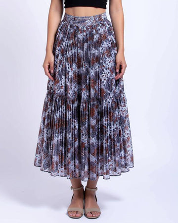 Pleated With Speckled Print Womens Skirt - Multi