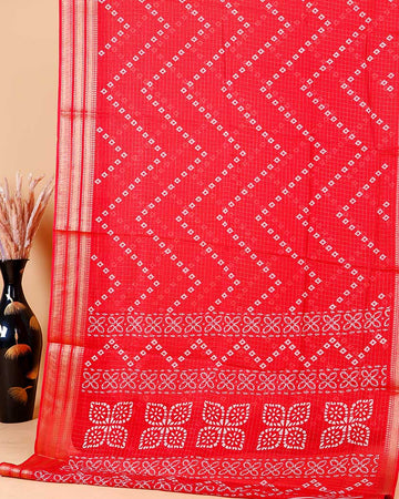 Elegant Dola Silk Saree with Bandhani Print Saree - Red