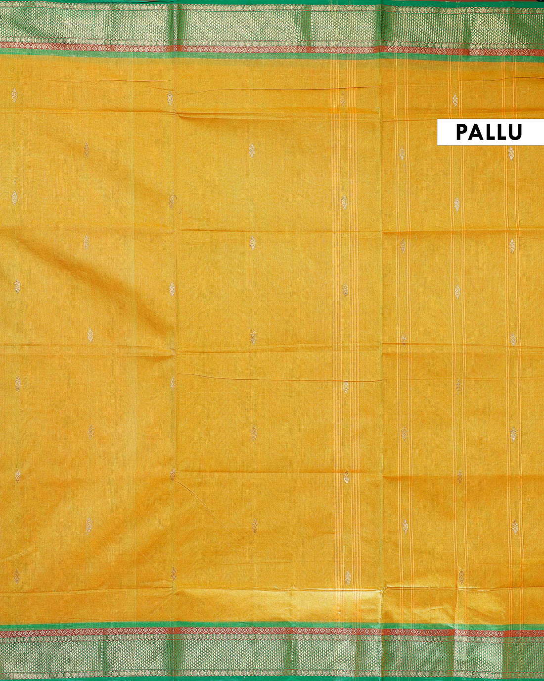 Handloom Chettinad Cotton Saree with Thread Border - Yellow