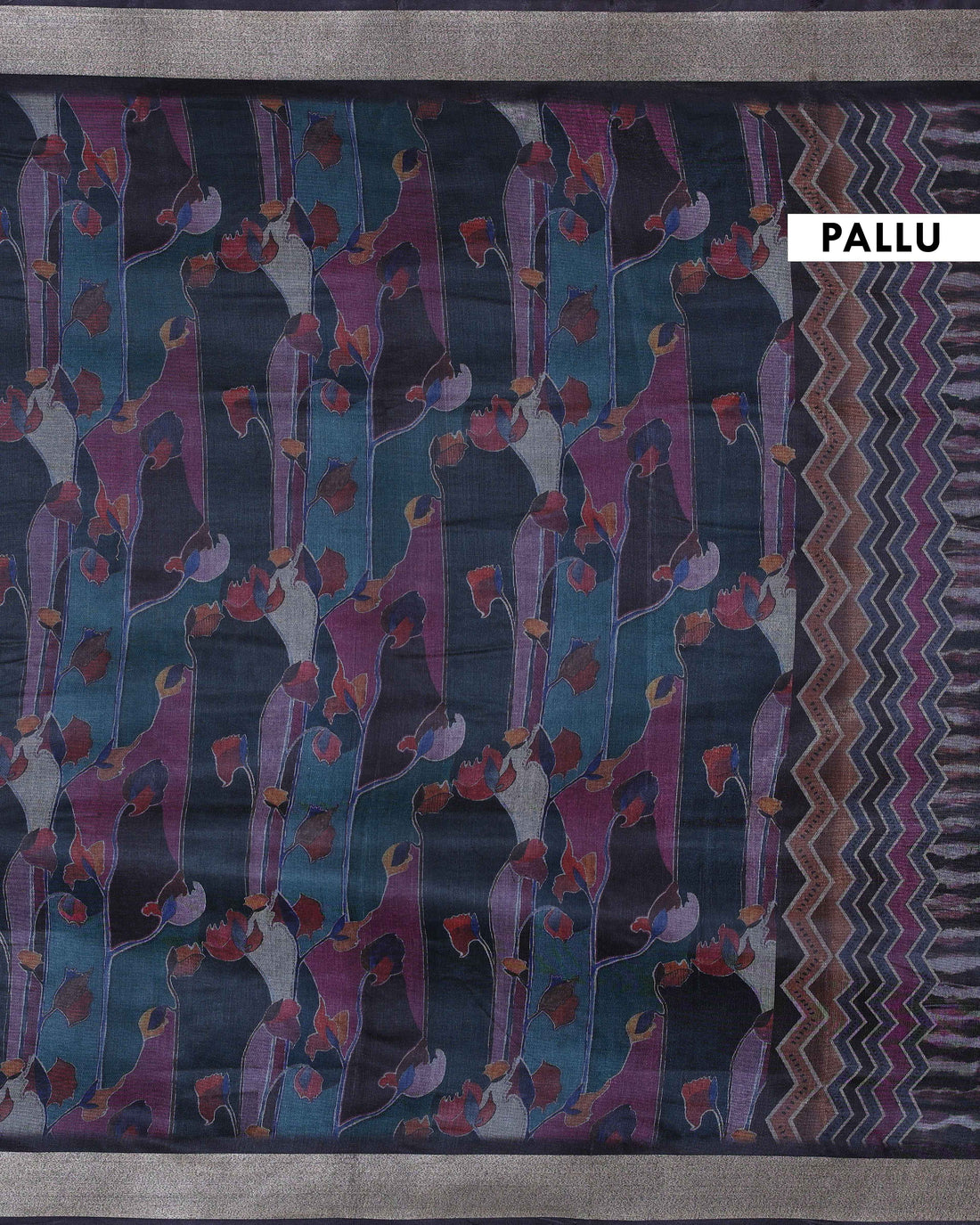 Multi Colour Art Silk Saree with Intricate Floral and Geometric Weave Pattern