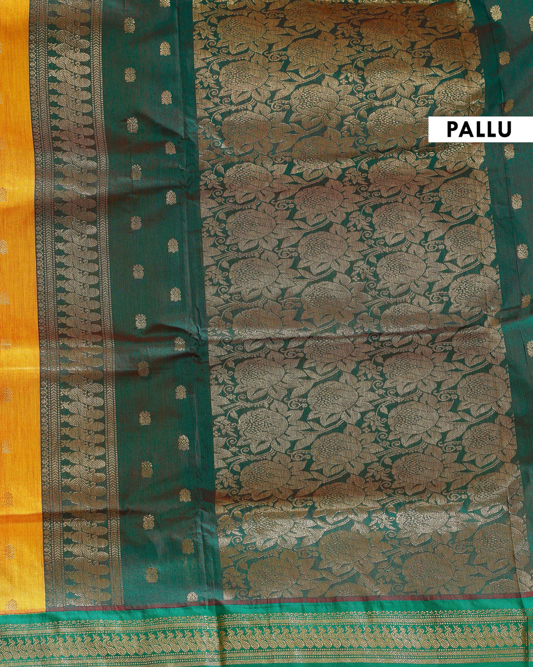 Handloom Kalyani Cotton Saree with Intricate Zari Border and All-Over Butta Design - Yellow