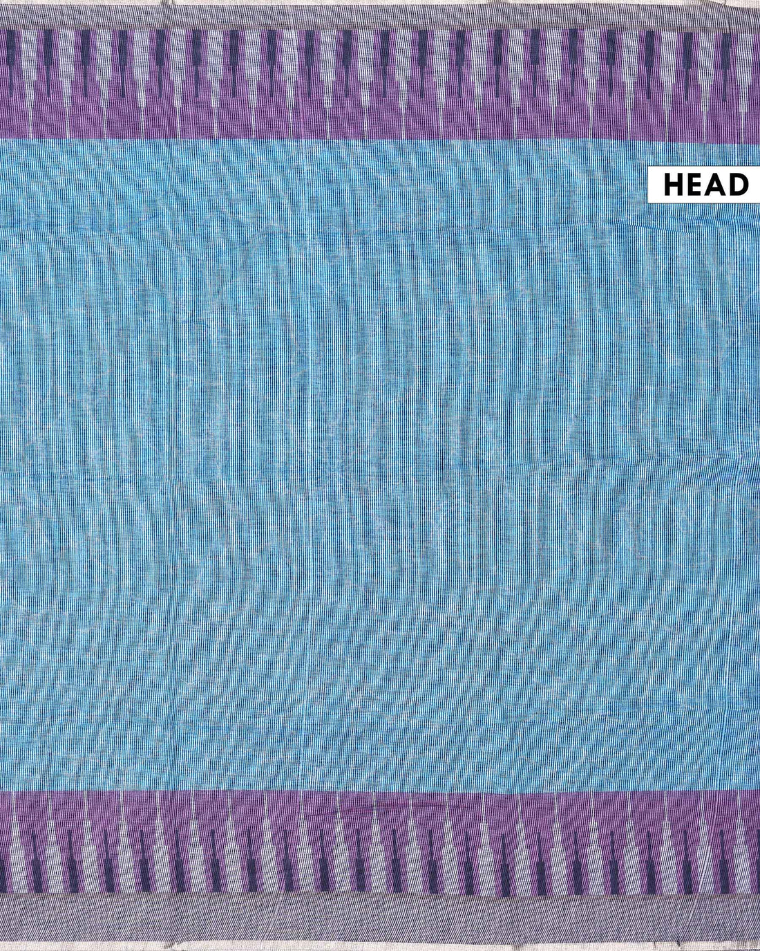 Elegant Linen Blend Saree with Minimalist Body and Intricate Ikkat Pattern Border Design - Pastel Blue