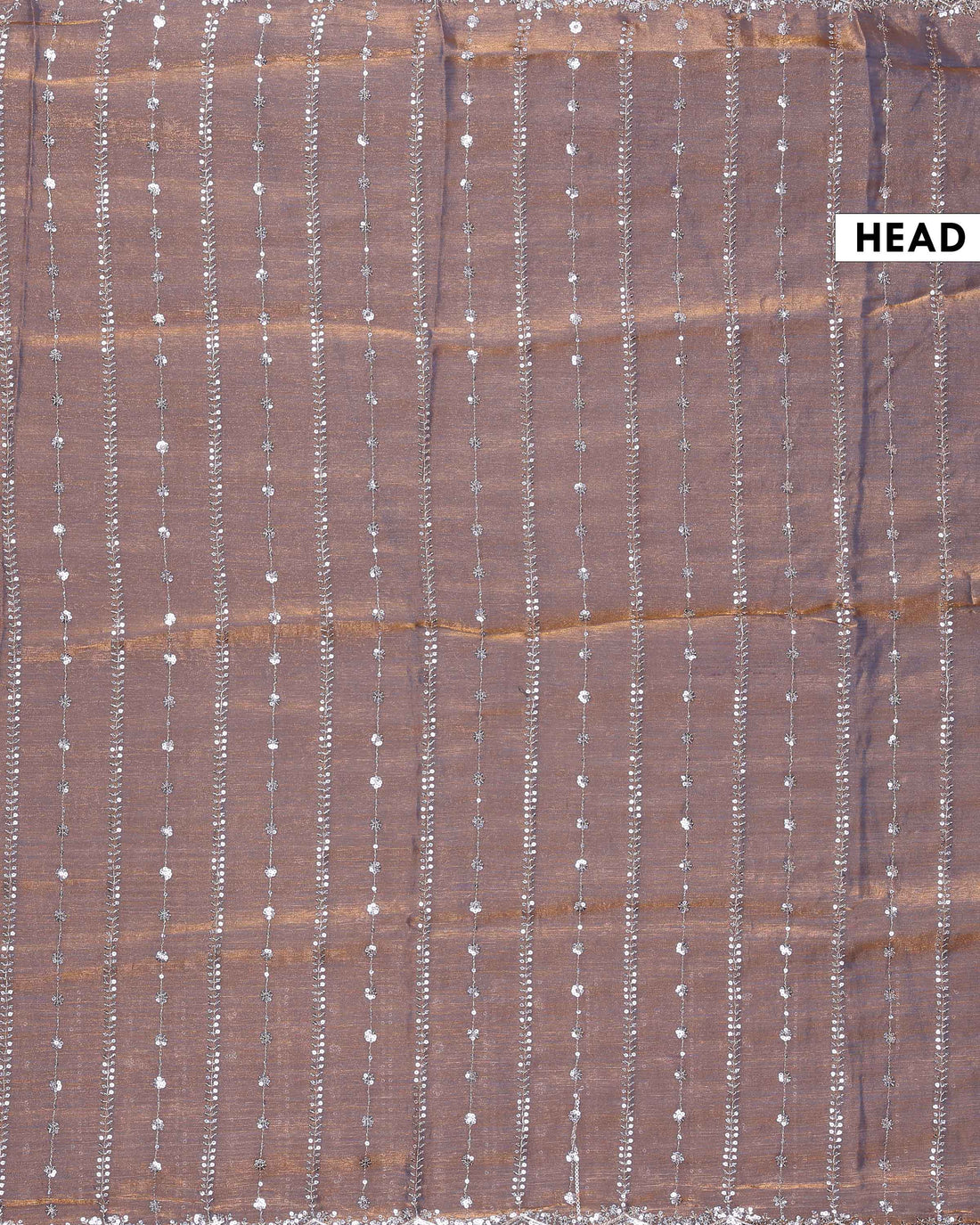 Elegant Sequence Embellished Fancy Saree With a Scalloped Border - Light Brown