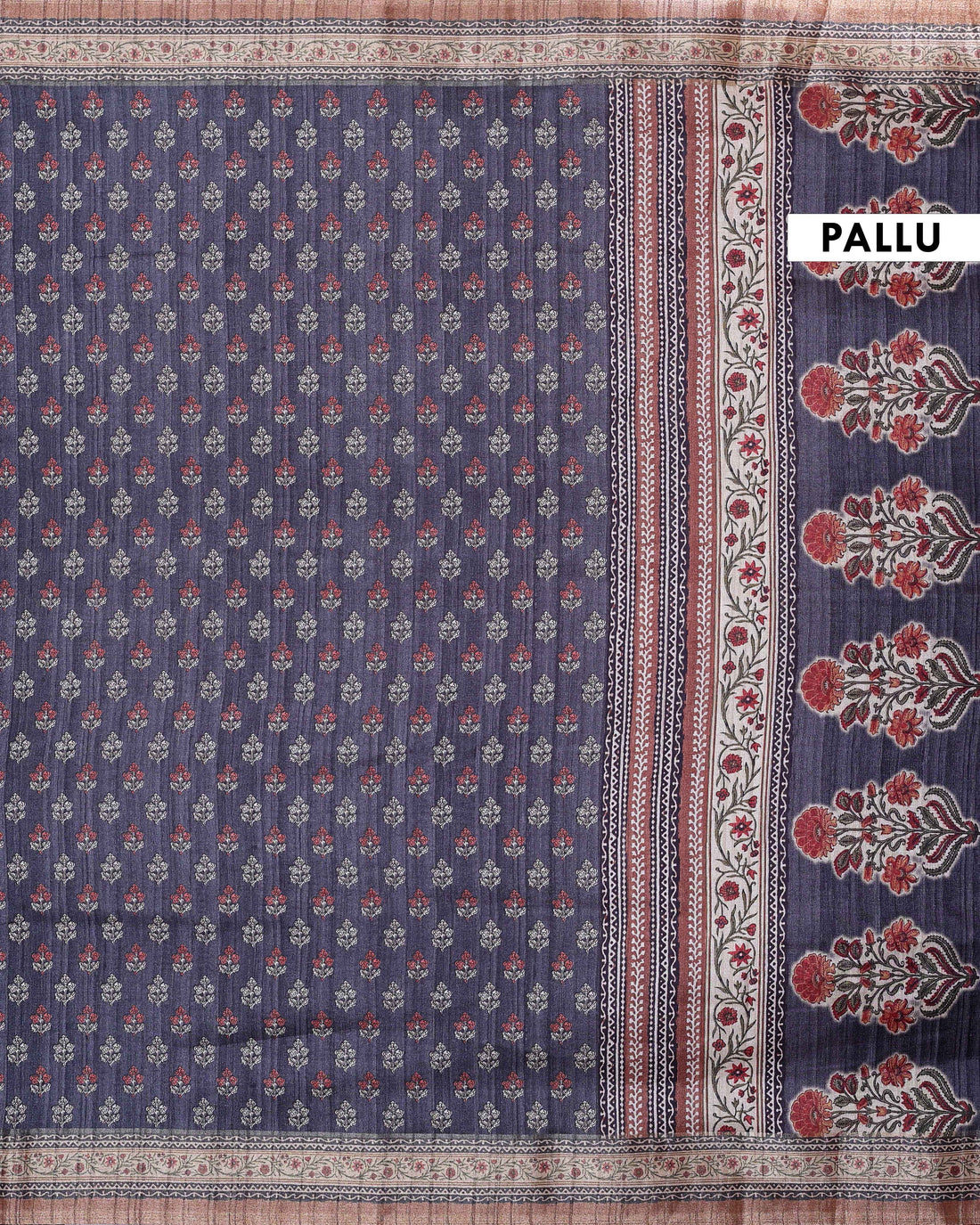 Blue Colour Art Silk Saree with Small Floral Buti Weave and Black Border