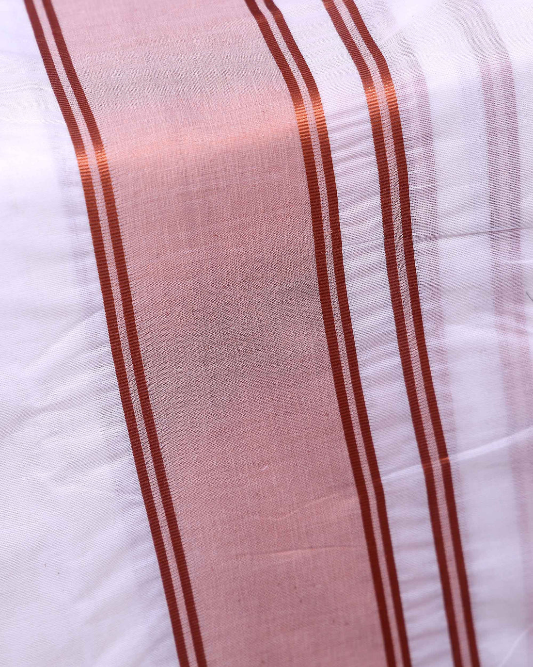 Men’s Traditional Handloom 10*6 Meter Cotton Dhoti with Copper Border - Off White