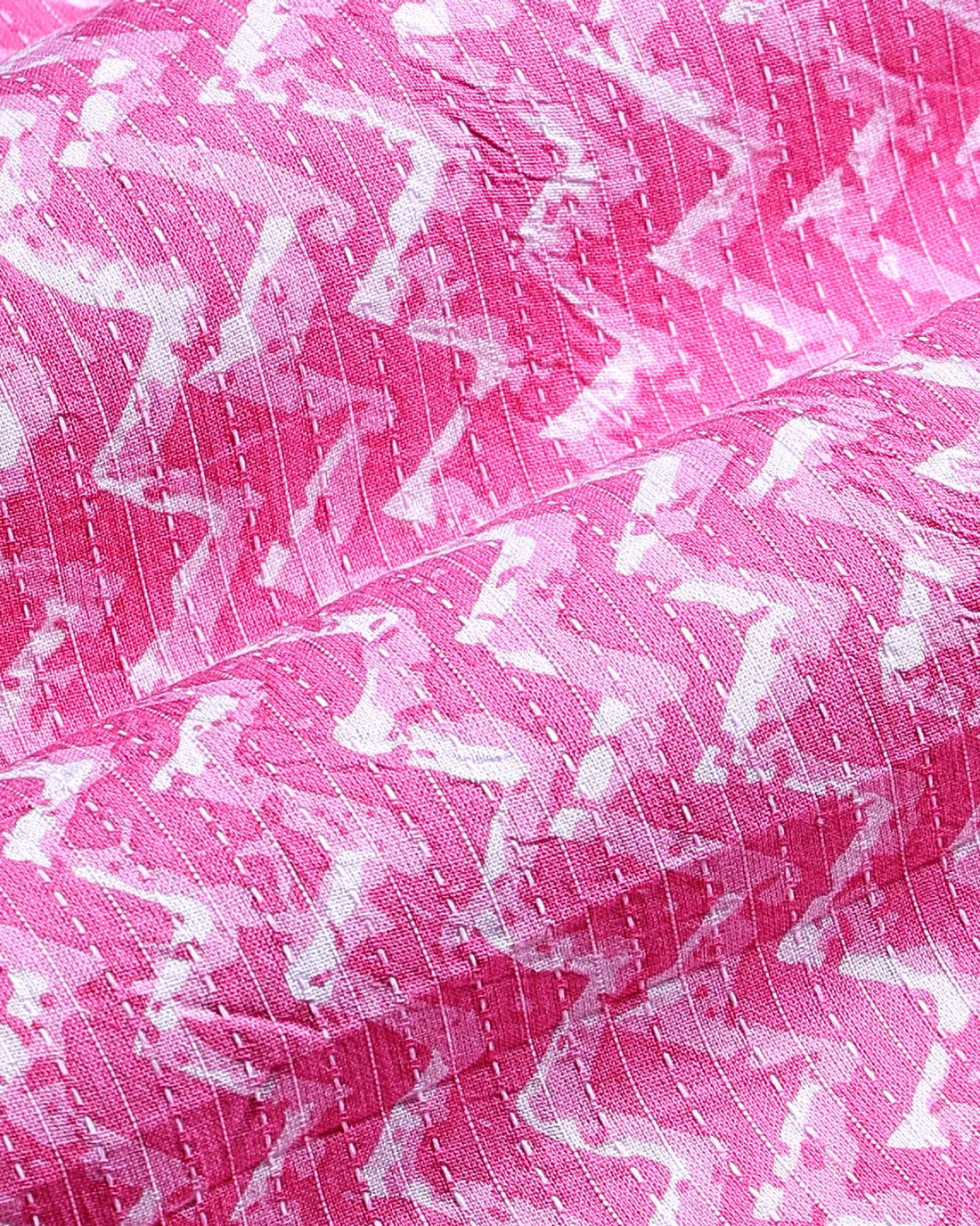 Women’s Handloom Cotton 1 Meter Blouse Material with Zigzag Pattern - Pink