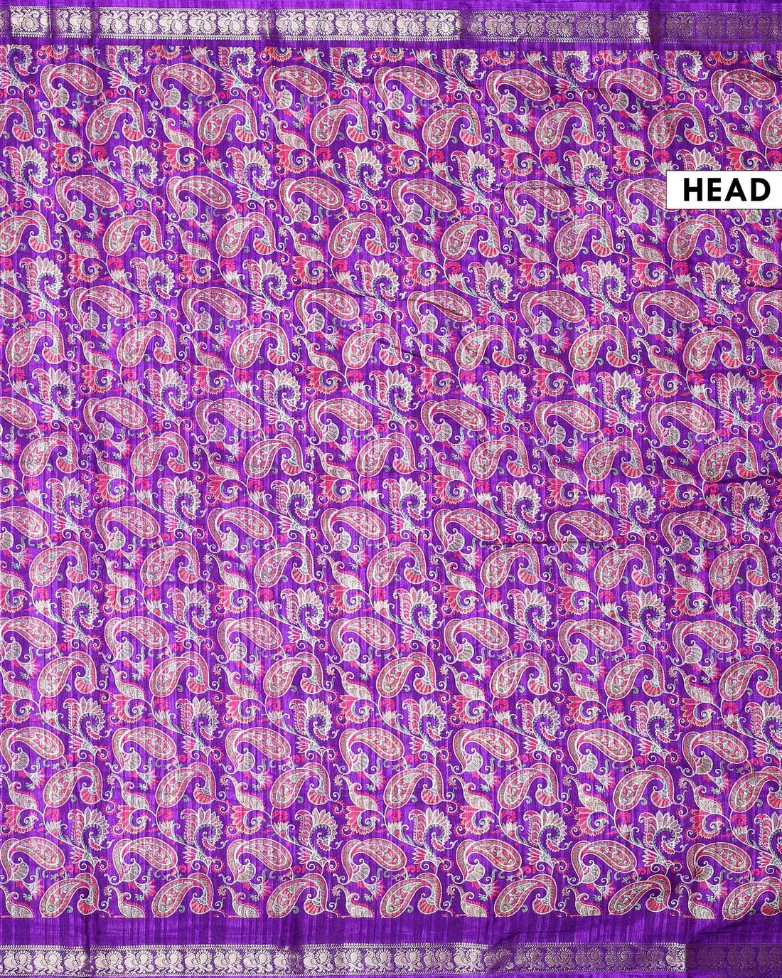 Elegant Dola Silk Saree with All-Over Traditional Paisley Buti Motifs and Intricate Zari Woven Floral Border - Purple