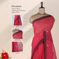 Red Bengal Cotton Saree With Maroon Border And Ikat Woven Motifs Front Mannequin View