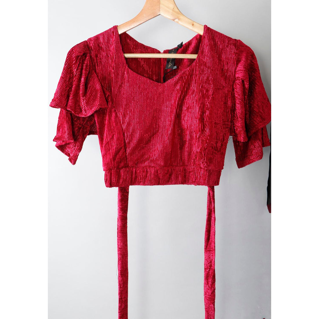 Women's Red Colour Crop Top With Palazzo Pant