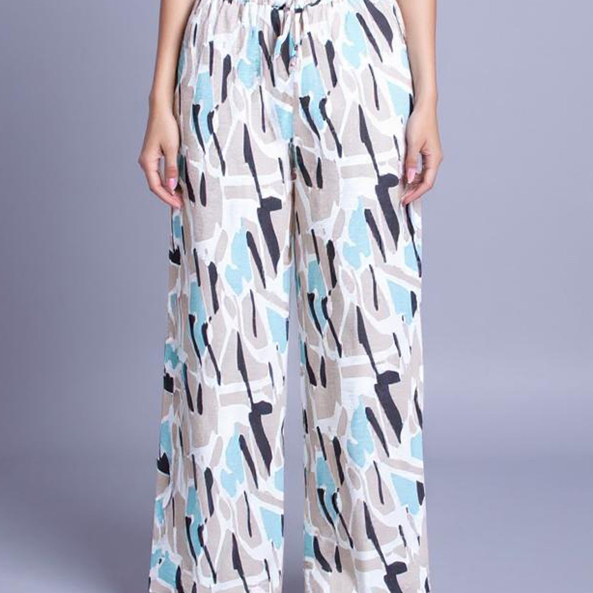 Abstract Print Relaxed Fit Palazzo Pant - Multi