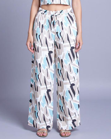 Abstract Print Relaxed Fit Palazzo Pant - Multi