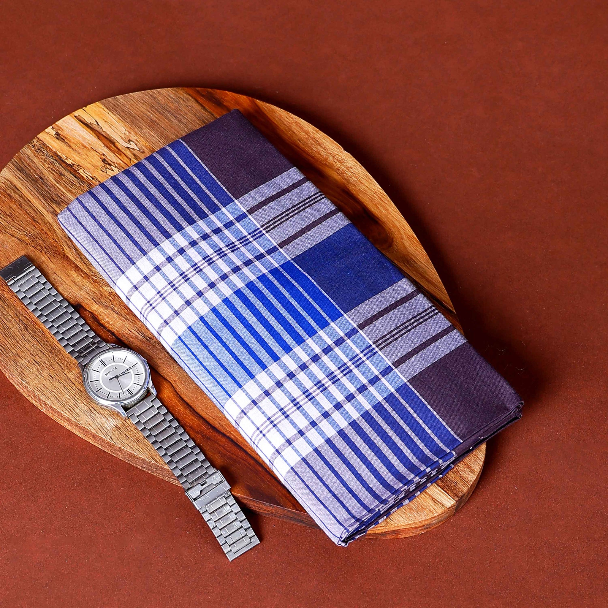 999 Brand Men's Premium Cotton Striped Lungi Stitched - Multi