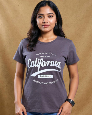 Women's Graphic Print T-Shirt - Grey