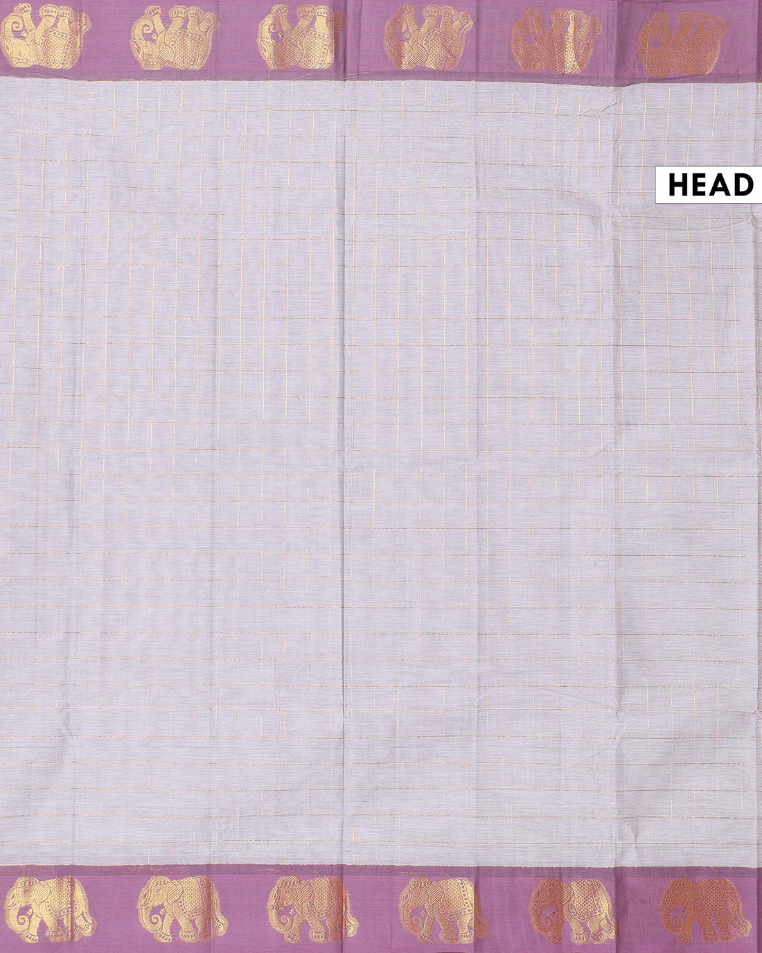 Traditional Handwoven Chettinad Cotton Saree with Traditional Elephant Motif Border - Grey