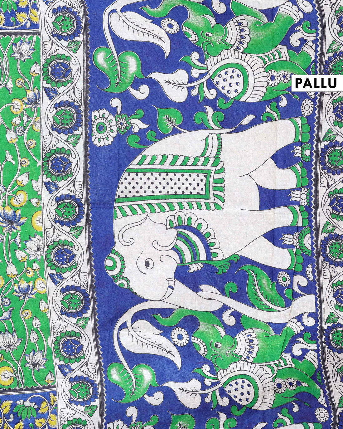 Traditional Handloom Kalamkari Cotton Saree with Floral and Avian Motifs - Green