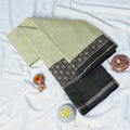 Mangalagiri Cotton Saree Light Green With  Dark Green Zari Border And Traditional Woven Patterns