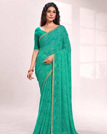 Green Colour Fancy Saree