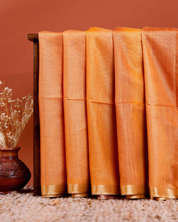 Elegant Semi-Silk Saree with Intricate Zari Work - Orange