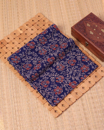 Elegant Women’s Floral Print 1 Meter Blouse Material –  Navy Blue