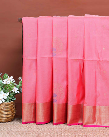 Ethnic Thread Design Soft Silk Saree - Peach